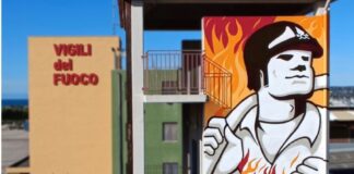 Un murales colora la caserma dei Vigili del fuoco a Molfetta